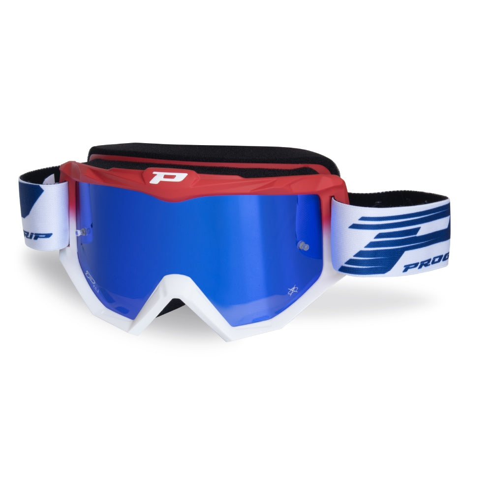 MASCHERA PRO GRIP ATZAKI - ROSSO E BIANCO LENTE BLU A SPECCHIO