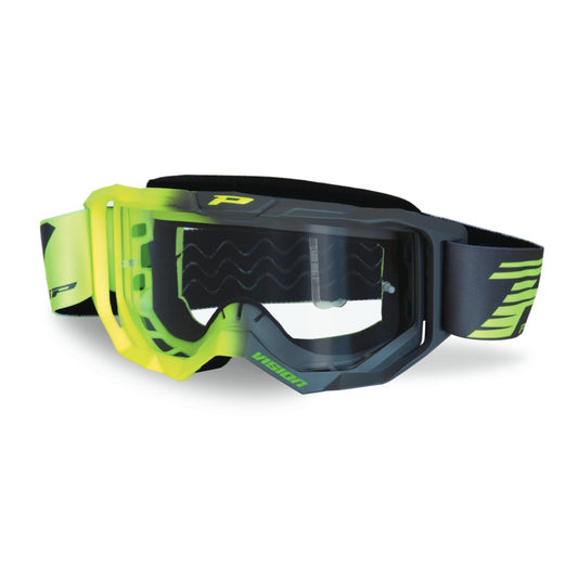 MASCHERA PRO GRIP VISION - GIALLO FLUO E GRIGIO LENTE TRASPARENTE