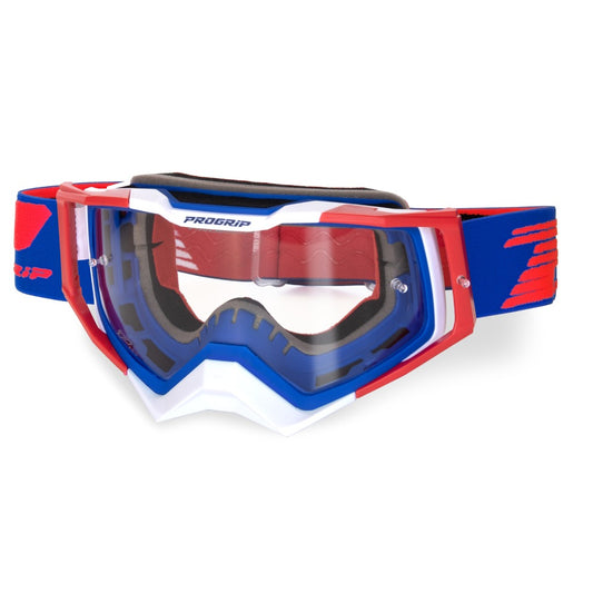 MASCHERA PRO GRIP RAPID - BLU ROSSO BIANCO LENTE TRASPARENTE