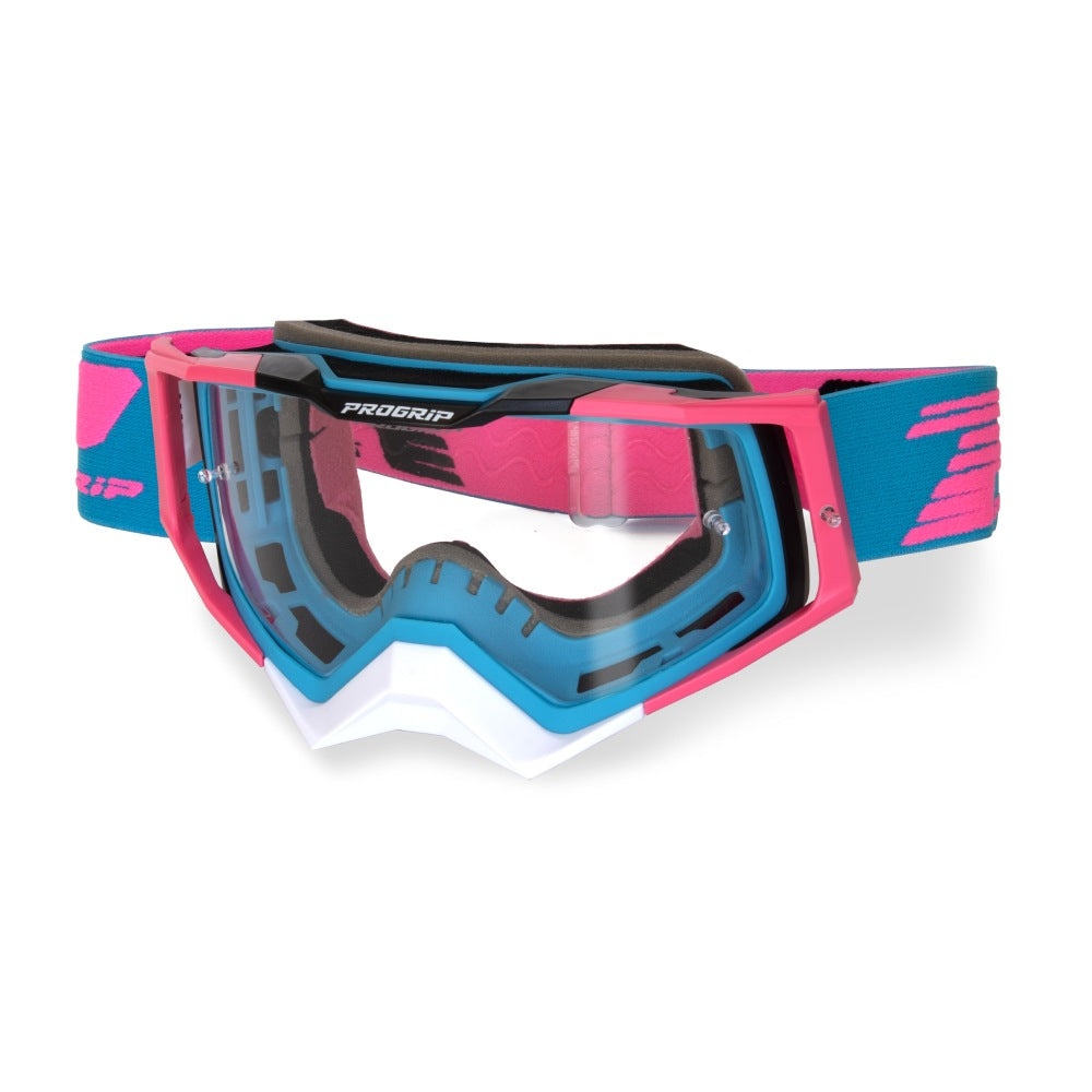 MASCHERA PRO GRIP RAPID - AZZURRO FUXIA NERO LENTE TRASPARENTE