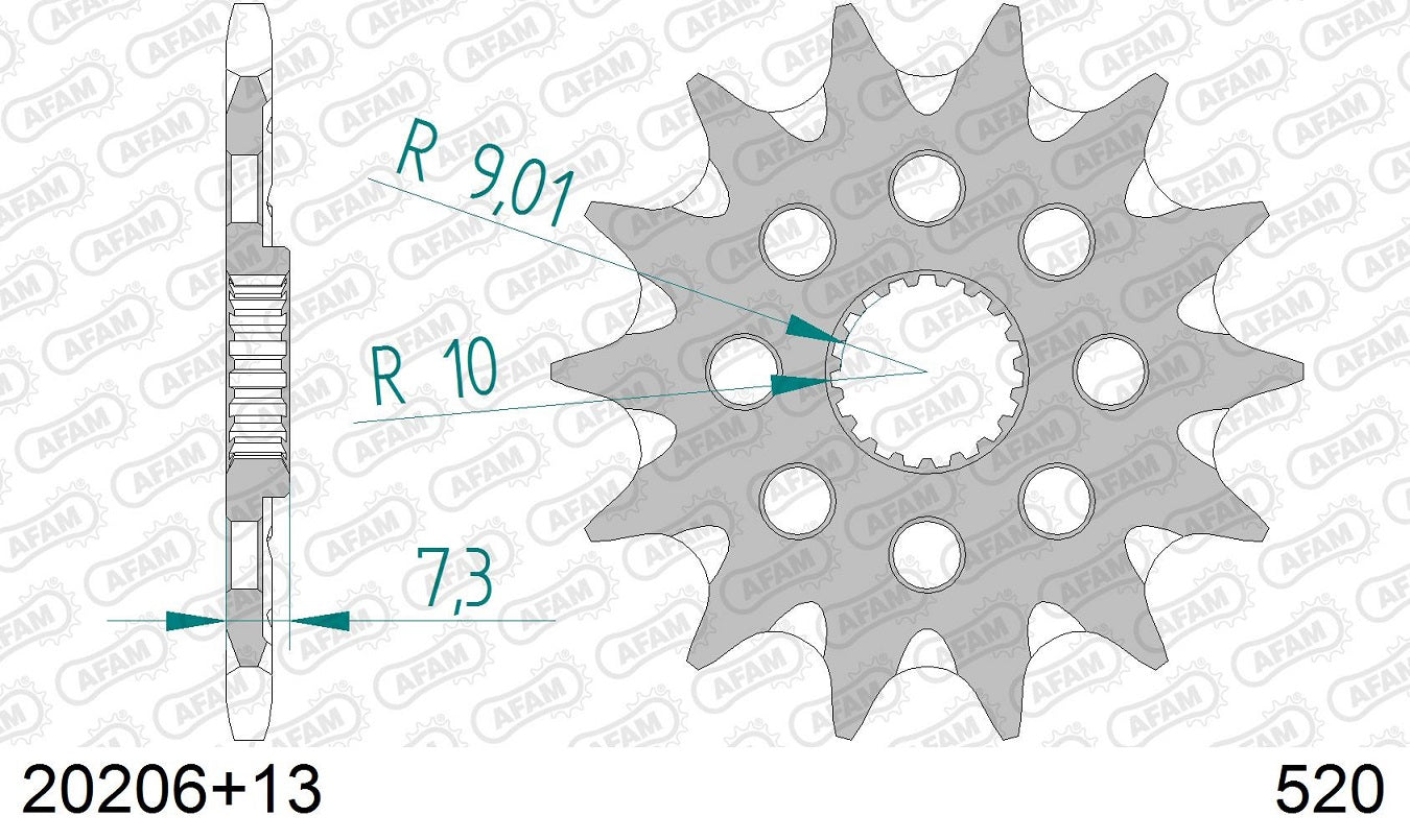 Pignone in acciaio AFAM HONDA CR 125 1987-2003 Passo 520 - 13 denti - Autopulente