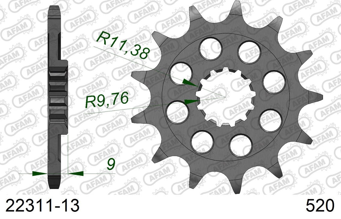 Pignone in acciaio AFAM SUZUKI RMZ 250 2013-2023 Passo 520 - 13 denti