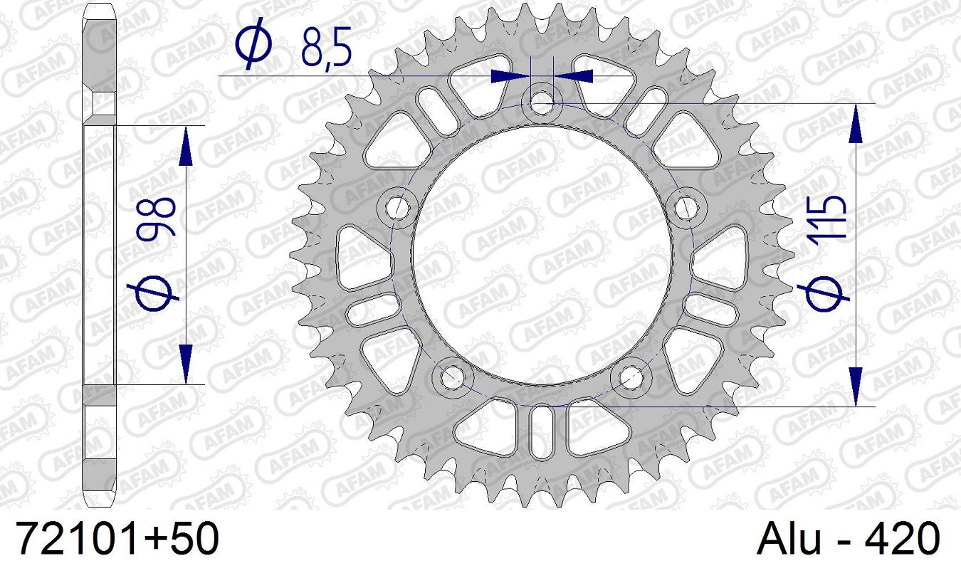 Corona in ergal autopulente AFAM KTM 65 SX 1998-2023 50 Denti